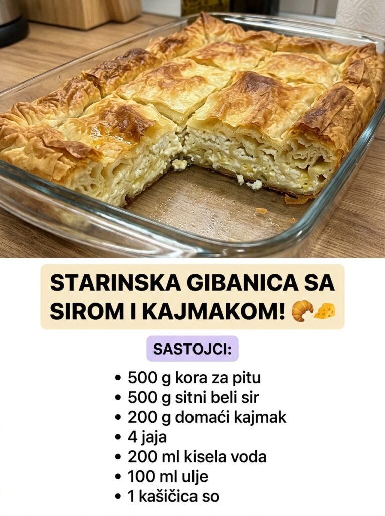 Starinska Gibanica sa Sirom i Domaćim Kajmakom: Vazdušasta i hrskava tradicionalna pita iz tepsije