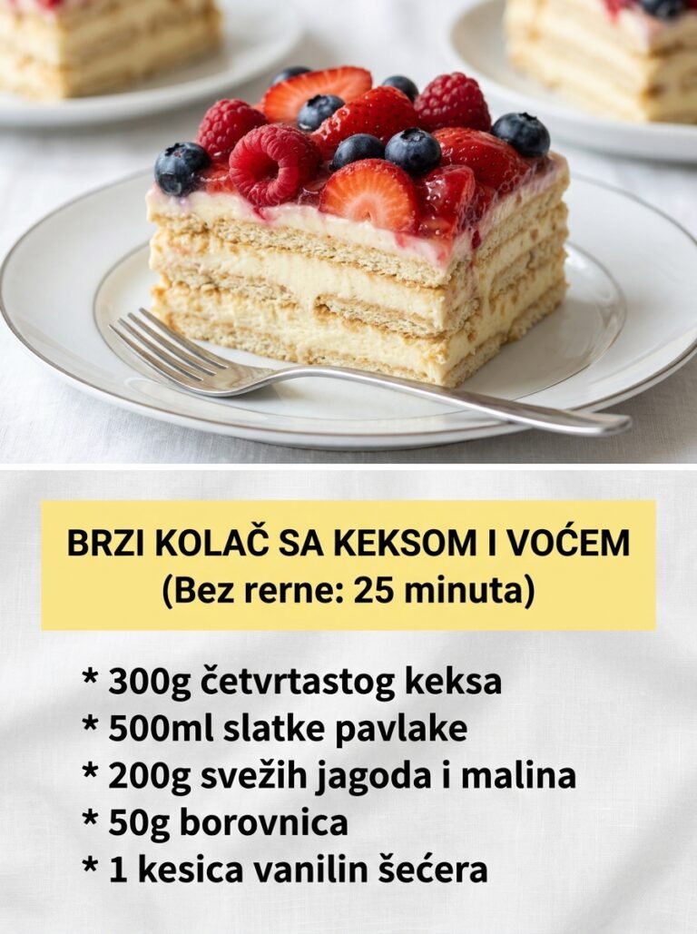 Brzi Kolač sa Keksom i Voćem: Kremasti letnji desert sa vanilom koji se ne peče