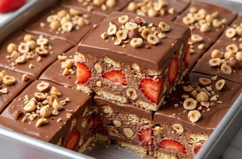 Nepečena Torta sa Jagodama i Eurokremom: Brzi čokoladno-lešnik kolač za 15 minuta