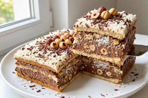 Čuvena Grčka Torta sa Lešnikom: Svečani kremasti kolač sa belom glazurom