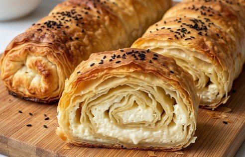 Starinska Hrskava Gibanica sa Domaćim Kajmakom i Sirom u Rolatu