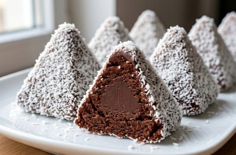 Brze Starinske Kokos Piramide sa Kakaom i Čokoladnim Srcem koje se ne peku