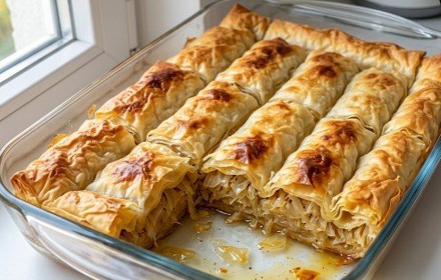 Starinska Lisnata Pita sa Kiselim Kupusom: Tradicionalna hrskava kupusara iz tepsije