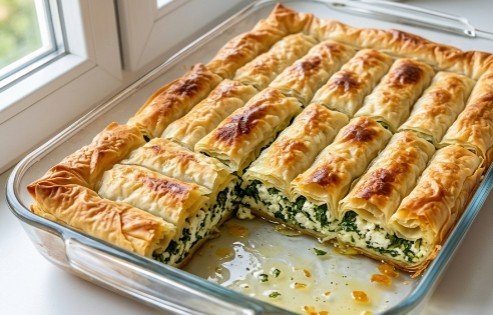 Starinska Lisnata Pita sa Spanaćem i Sirom: Tradicionalna hrskava zeljanica iz tepsije