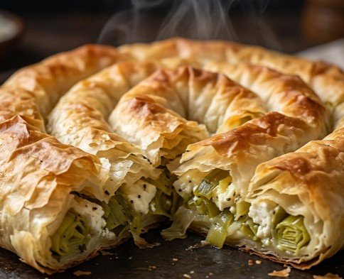 Domaća Pita sa Prazilukom i Feta Sirom: Tradicionalna hrskava kulinarska čarolija iz tepsije