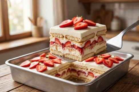 Brzi Kolač sa Jagodama iz Tepsije Bez Pečenja: Recept sa Keksom