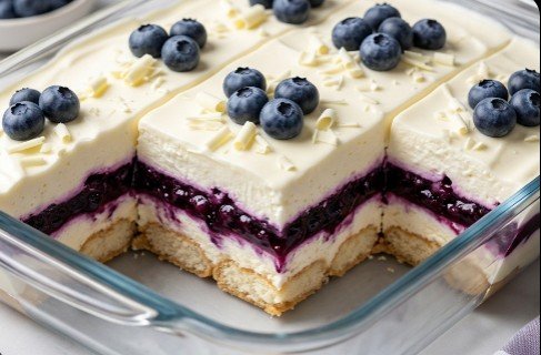 Beli Tiramisu sa Borovnicama: Elegantni, kremasti italijanski desert bez rerne koji se topi u ustima