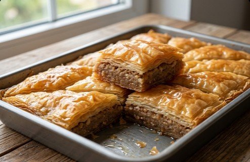 Domaća Sočna Baklava sa Bademima: Raskošna, hrskava i medno-sirupasta kraljica svečanih trpeza