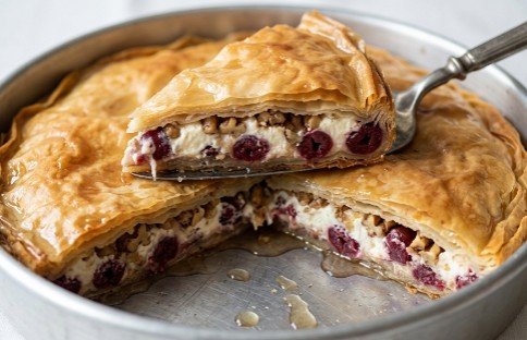 Domaća Sultan Torta sa Višnjama i Orasima: Carski kulinarski spoj kremaste svežine, hrskavih oraha i prhkih kora