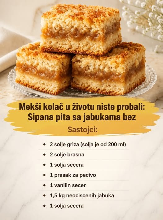 Sipana Pita sa Jabukama: Najmekši Starinski Kolač bez Mešenja Testa
