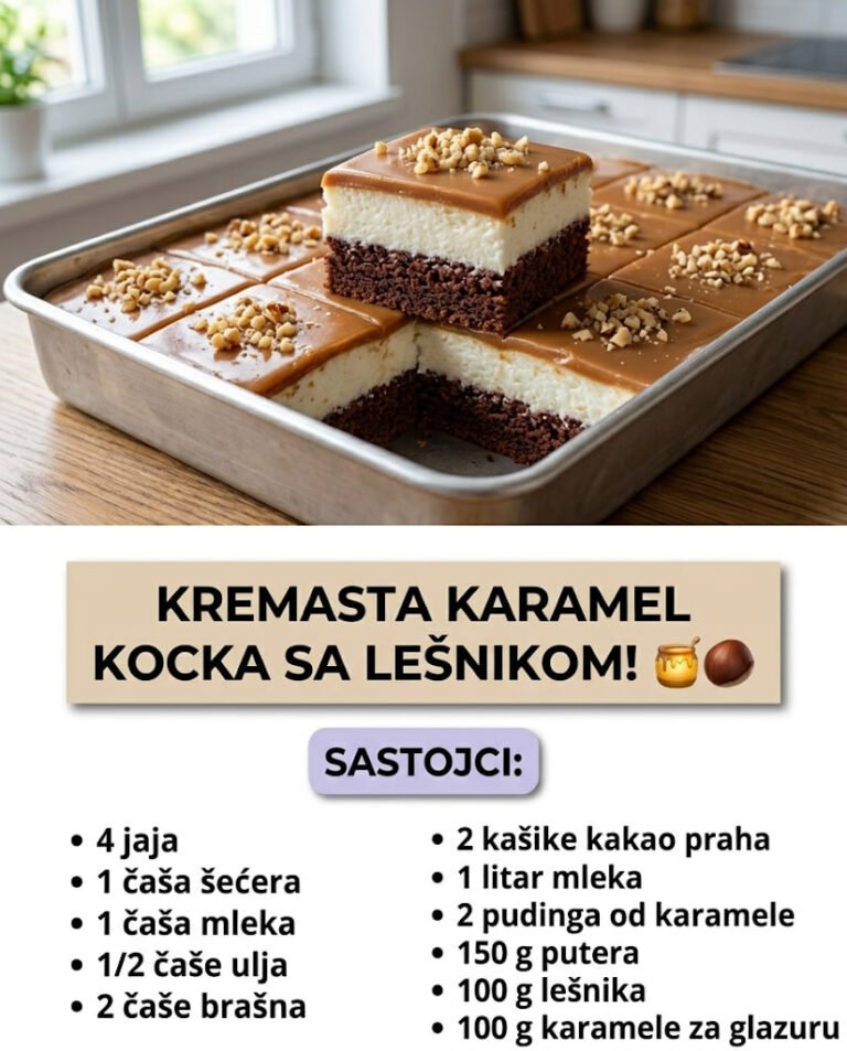 Kremasta Karamel Kocka sa Lešnikom: Raskošni domaći kolač koji pleni ukusom