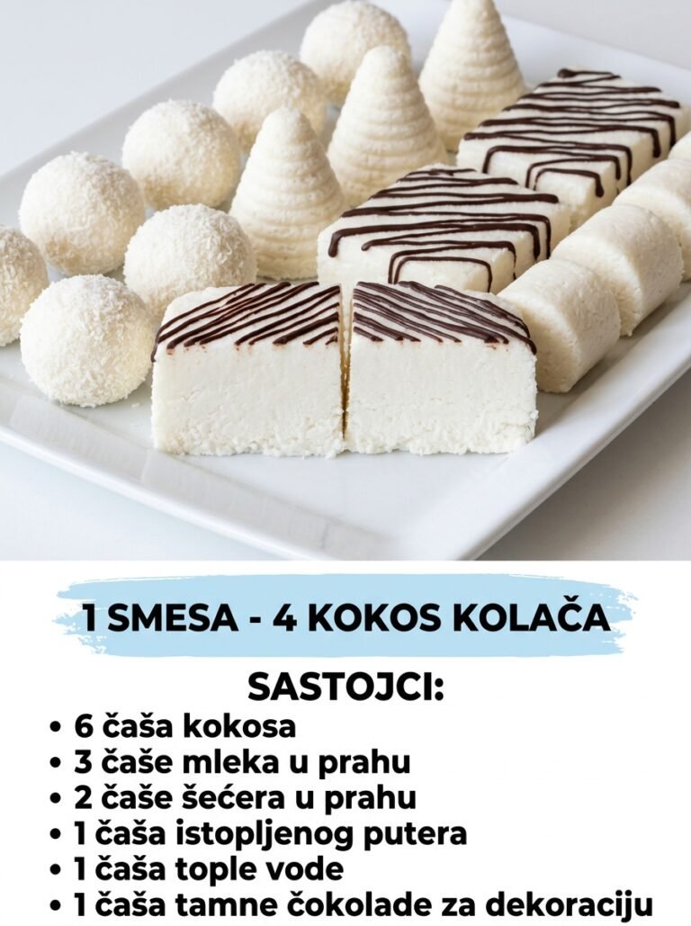4 vrste kokos kolača od jedne smese — Brzi i dekorativni slatkiši bez pečenja