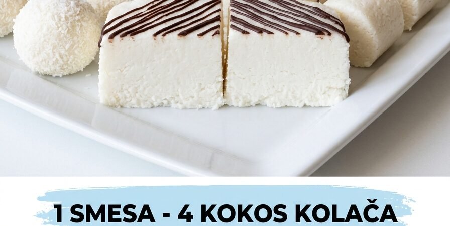 4 vrste kokos kolača od jedne smese — Brzi i dekorativni slatkiši bez pečenja
