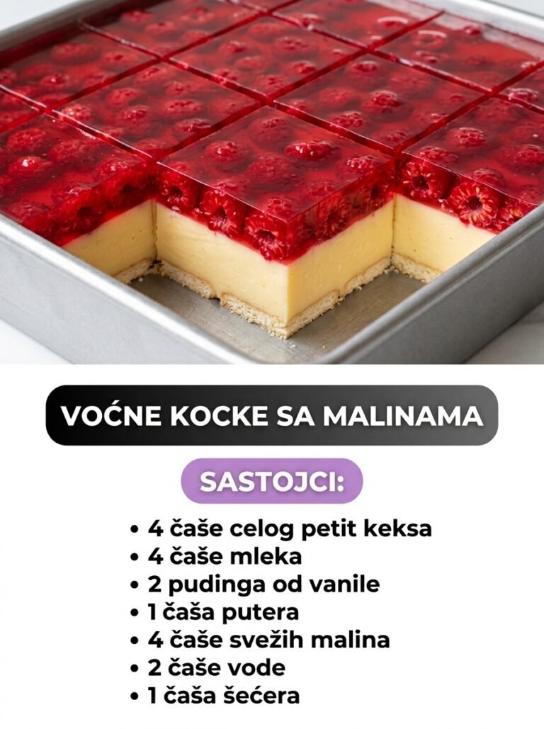 Voćne kocke sa malinama: Osvežavajući kremasti desert bez pečenja
