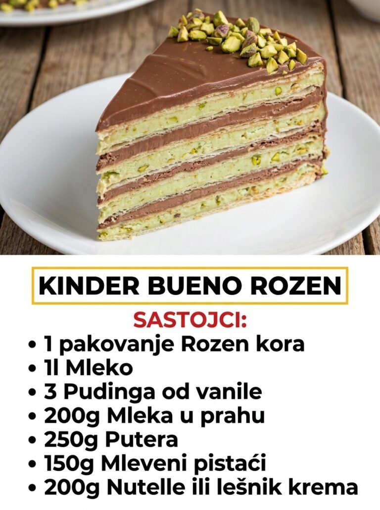 Kinder Bueno Rozen Torta sa Pistaćima: Najkremastiji Brzi Recept