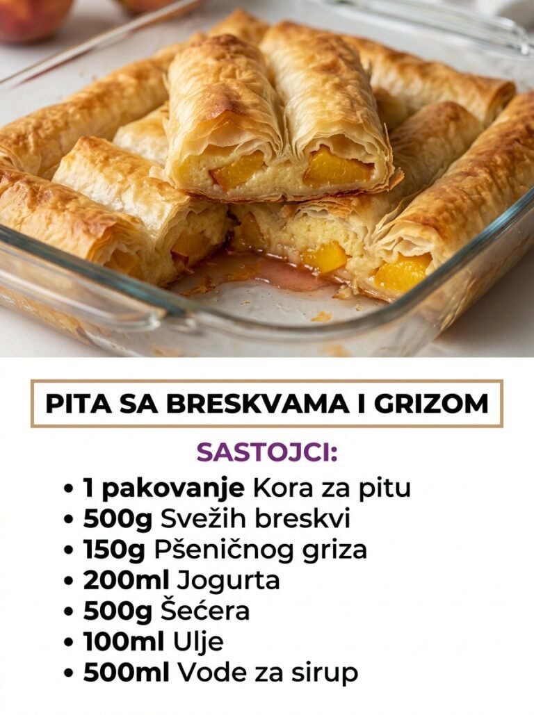 Pita sa Breskvama i Grizom: Tradicionalni Sočni Rolat sa Sirupom
