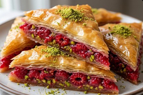 Luksuzna Baklava sa Malinama i Pistaćima: Moderni Recept sa Sirupom