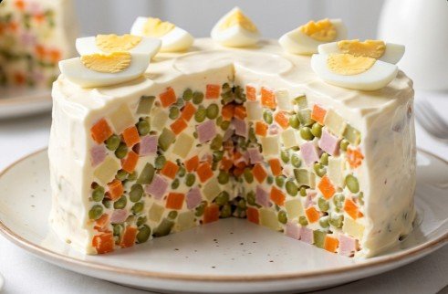 Svečana Ruska Salata Kao Torta: Raskošno predjelo za posebne prilike