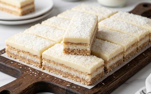 Brze Slatke Kokos Kockice Sa Belom Čokoladom – Starinski No-Bake Recept Za Kremasti Kolač