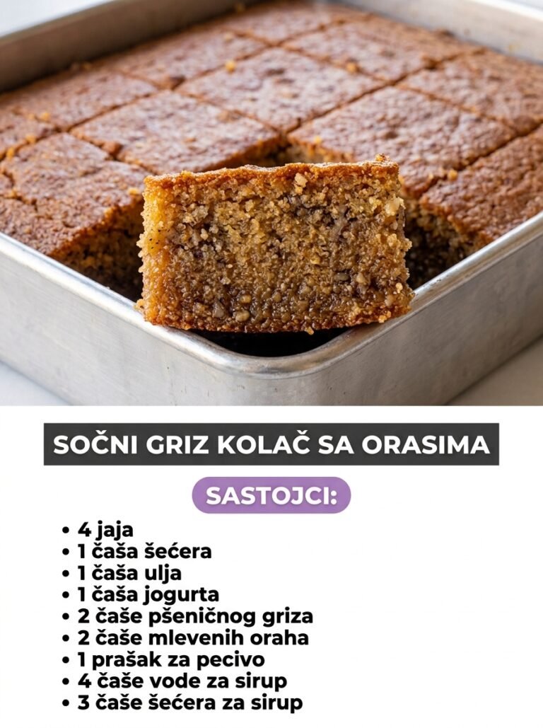 Sočni griz kolač sa orasima: Najbolji stariski kolač sa sirupom