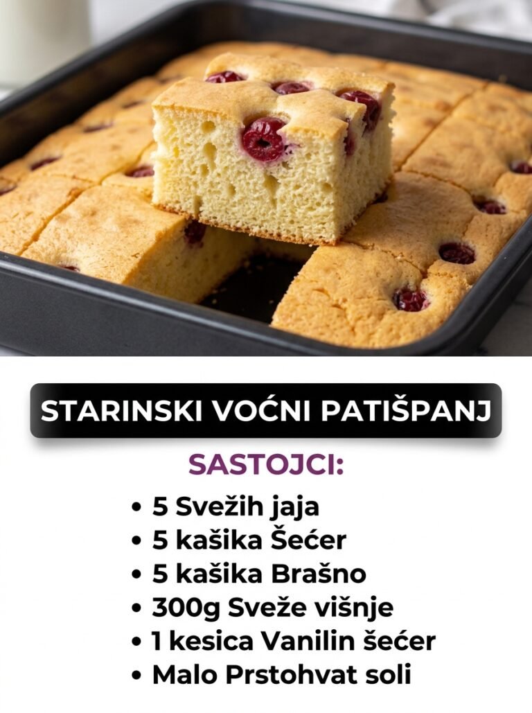Starinski Voćni Patišpanj sa Višnjama: Mekan i vazdušast kolač po bakinom receptu