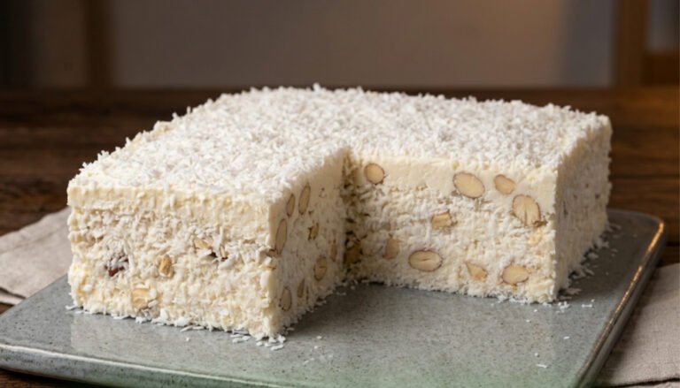 Nepečene rafaelo kocke — kremasto kokos zadovoljstvo sa bademima