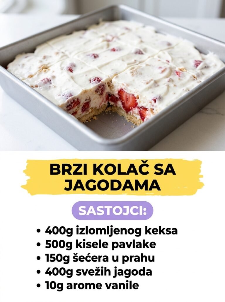 Savršen Recept za Brzi Kolač sa Jagodama (Bez Pečenja)
