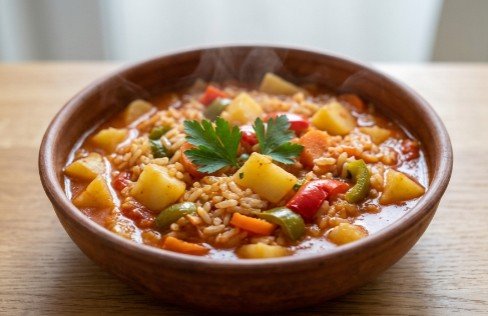 Tradicionalni Domaći Đuveč sa Pirinčem i Povrćem – Starinski Recept iz Rerne