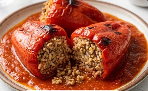 Najbolji Recept za Posne Punjene Paprike sa Orasima i Pirinčem