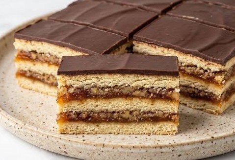 Žarbo kocke — tradicionalni kolač sa orasima, džemom od kajsija i čokoladom