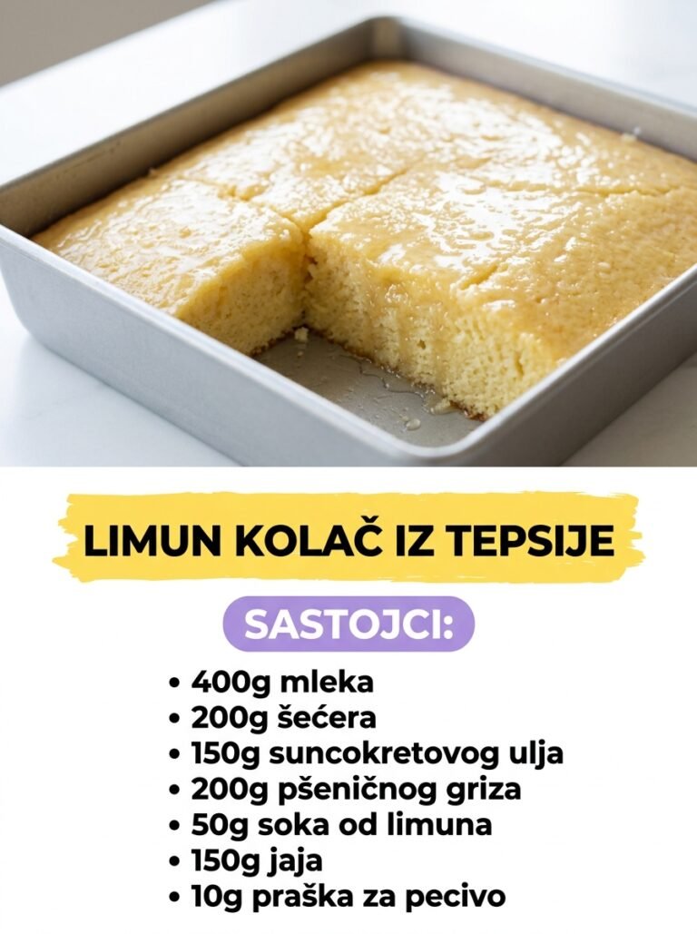 Savršen Recept za Limun Kolač iz Tepsije (Brzo i Osvežavajuće)