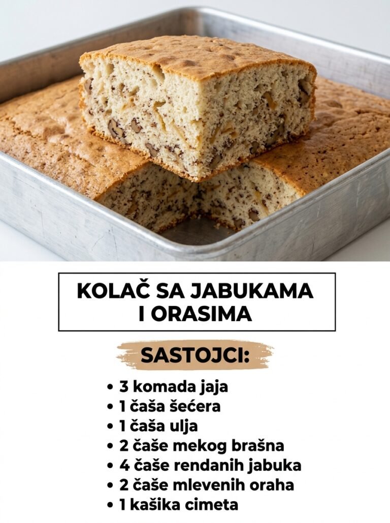 Kolač sa jabukama i orasima — mirisni i vazdušasti domaći biskvit