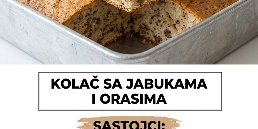 Kolač sa jabukama i orasima — mirisni i vazdušasti domaći biskvit