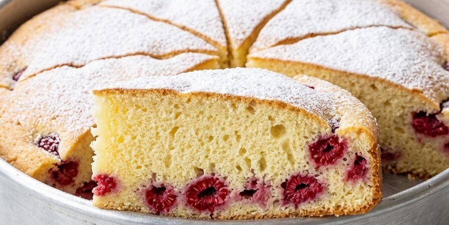 Brzi voćni kolač sa malinama — vazdušast desert za svaku priliku