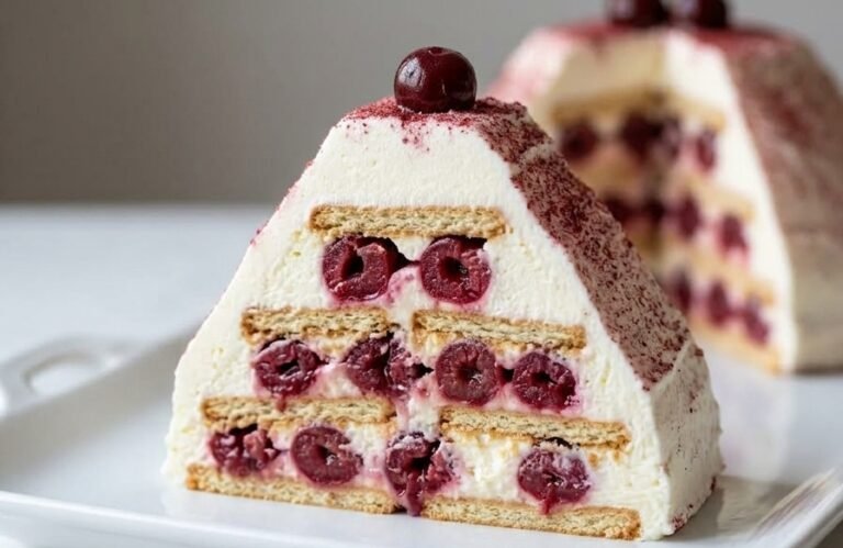 Piramida torta sa višnjama – Dekorativna kremasta poslastica bez pečenja