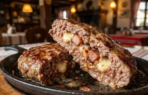 Tradicionalna Gurmanska Pljeskavica sa Kačkavaljem i Slaninom – Kafanski Recept sa Roštilja