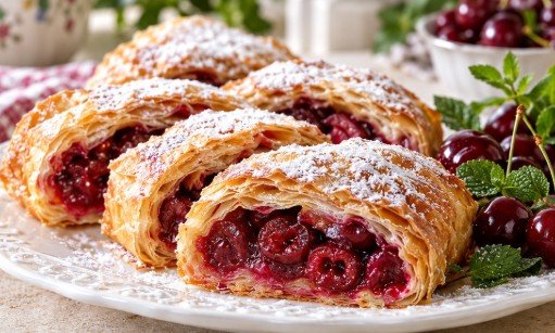 Tradicionalna Domaća Štrudla sa Višnjama – Hrskava i Sočna Pita sa Višnjama
