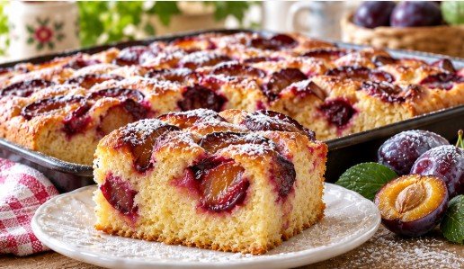 Tradicionalni Starinski Kolač sa Šljivama – Vazdušast i Sočan Biskvit sa Cimetom