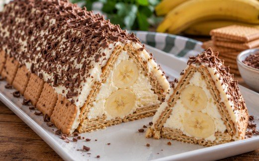Krov Kolač od Keksa i Banana bez Pečenja: Brza Piramida Torta