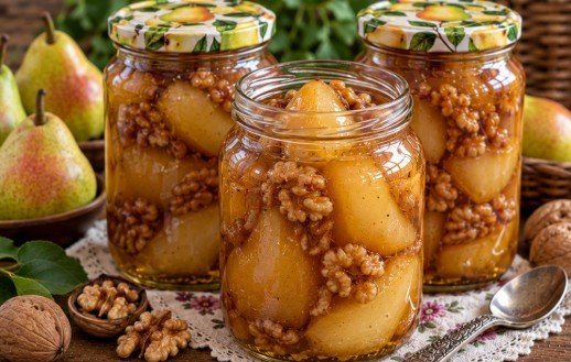 Slatko od Krušaka sa Orasima: Tradicionalni Starinski Recept u Tegli