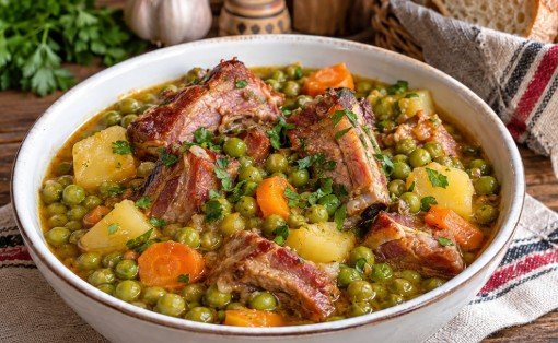 Starinski Grašak sa Suvim Mesom: Tradicionalni Recept za Čorbasto Jelo