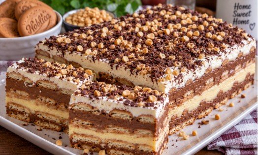 Noblica Torta bez Pečenja: Tradicionalni Recept za Najkremastiju Višeslojnu Keks Tortu sa Kikirikijem i Čokoladom
