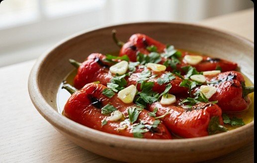 Tradicionalna Salata od Pečenih Paprika sa Belim Lukom i Peršunom – Starinski Recept