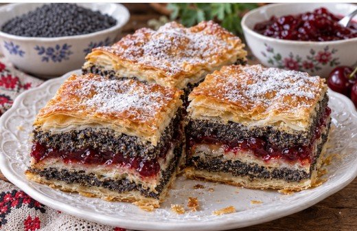 Pita sa Makom i Džemom od Višanja: Recept za Starinsku Prhku Pitu
