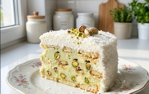 Pistać Raffaello Torta sa Belom Čokoladom i Kokosom – Raskošan Kremasti Desert