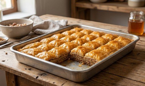 Tradicionalna Lešnik Baklava sa Puterom i Prelivom od Pomorandže