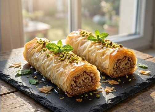 Hrskava Rolovana Domaća Baklava: Recept sa Orasima i Pistaćima