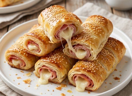 Najbolji Recept za Domaće Lisnate Rolnice sa Šunkom i Kačkavaljem (Hrskavo Pecivo)