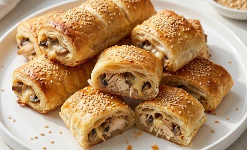 Najbolji Recept za Domaće Lisnate Rolnice sa Piletinom i Pečurkama (Hrskavo Domaće Pecivo)