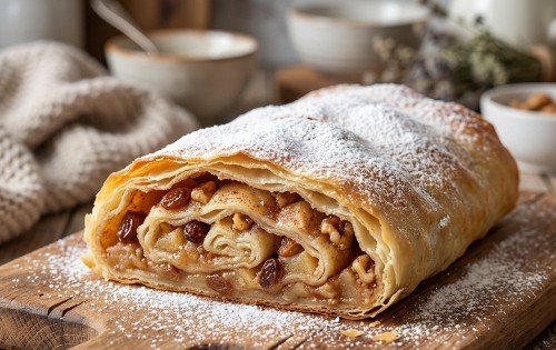 Domaća Hrskava Štrudla sa Jabukama, Cimetom i Grizom